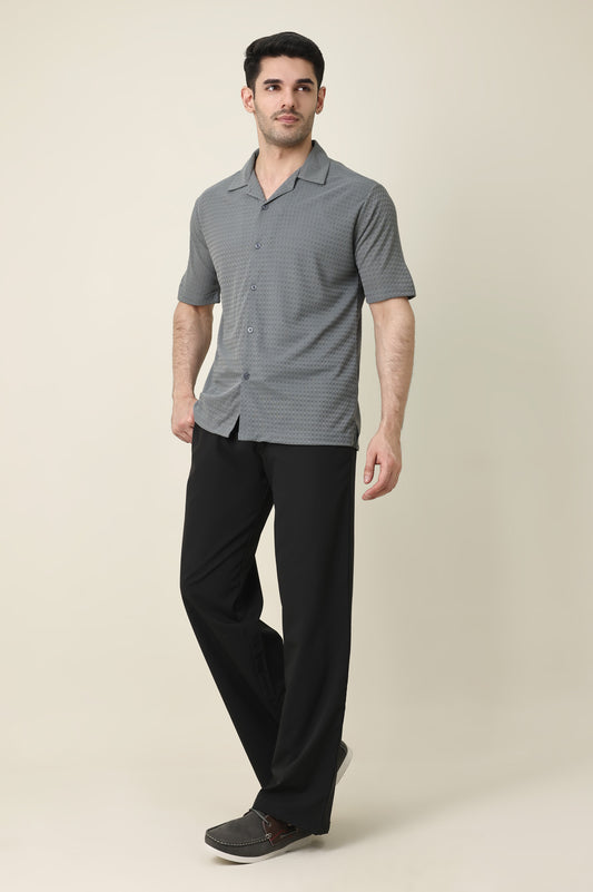 WAFFLE WEAVE SHIRT-GREY