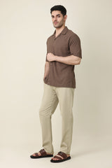 WAFFLE WEAVE SHIRT-COFFEE