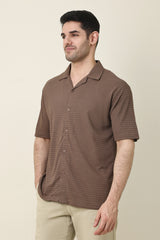 WAFFLE WEAVE SHIRT-COFFEE