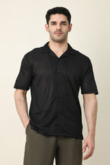 WAFFLE WEAVE SHIRT-BLK
