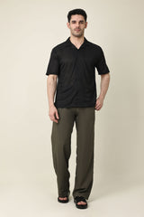 WAFFLE WEAVE SHIRT-BLK