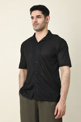 WAFFLE WEAVE SHIRT-BLK