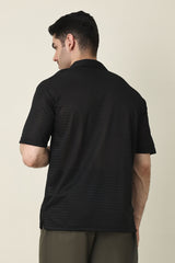 WAFFLE WEAVE SHIRT-BLK