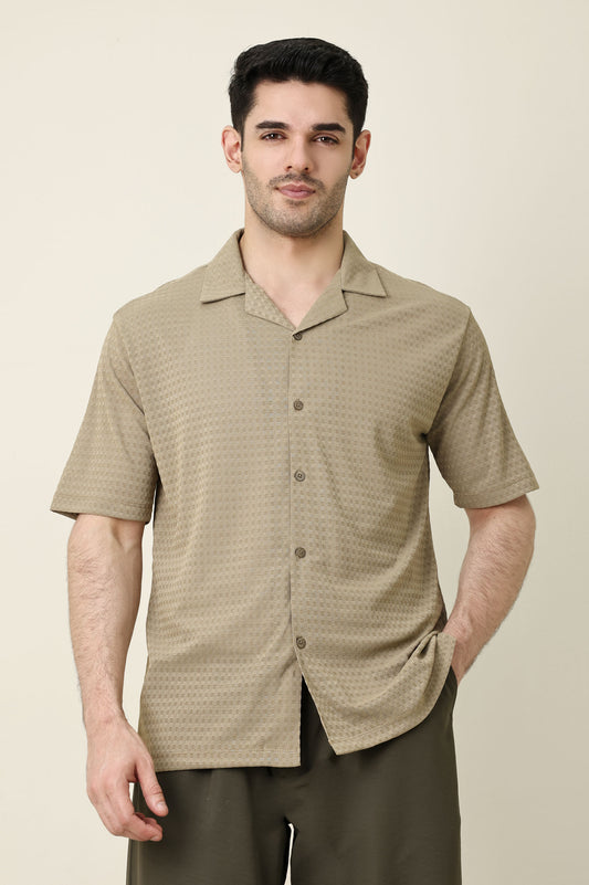 WAFFLE WEAVE SHIRT-KHAKI