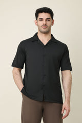 FLOW FABRIC CASUAL SHIRT-BLK