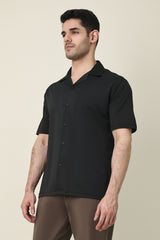 FLOW FABRIC CASUAL SHIRT-BLK
