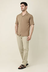 FLOW FABRIC CASUAL SHIRT-BRWN