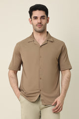 FLOW FABRIC CASUAL SHIRT-BRWN