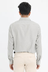 VERTICAL STRIPE BUTTON-UP-GREY-WHT