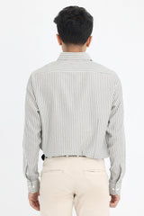 VERTICAL STRIPE BUTTON-UP-GREY-WHT