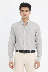 VERTICAL STRIPE BUTTON-UP-GREY-WHT
