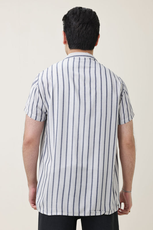 STRIPEHAVEN RESORT SHIRT-D-GRY/WHT