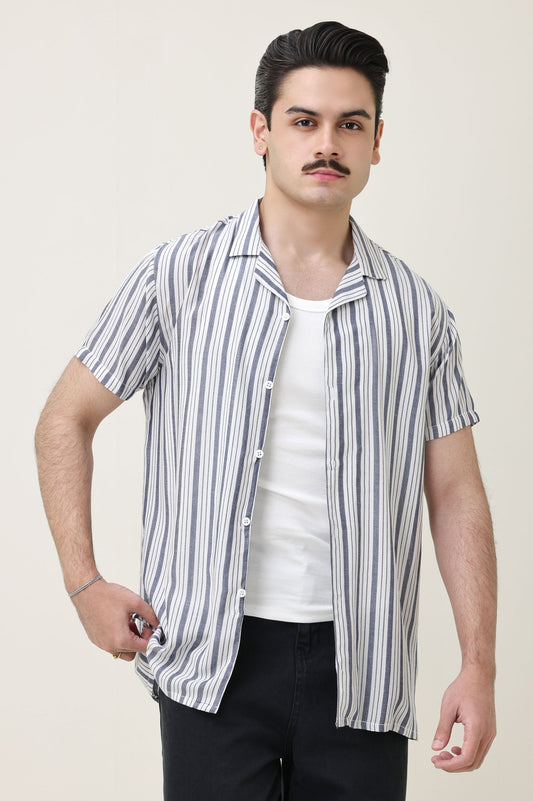 STRIPEHAVEN RESORT SHIRT-D-GRY/L-GRY/WHT