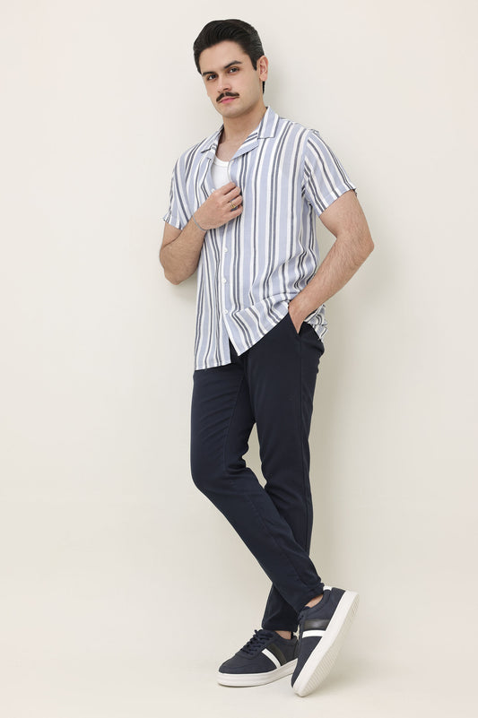 STRIPEHAVEN RESORT SHIRT-D-GRY/L-GRY/WHT