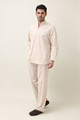 AURA LINEN BLEND CO-ORD SET-BEIGE