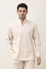 AURA LINEN BLEND CO-ORD SET-BEIGE