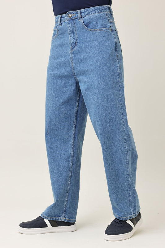 SEAMLESS TONE DENIM PANT-DENIM-BLUE