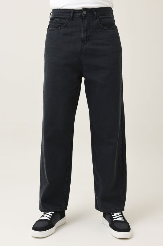 SEAMLESS TONE DENIM PANT-BLACK