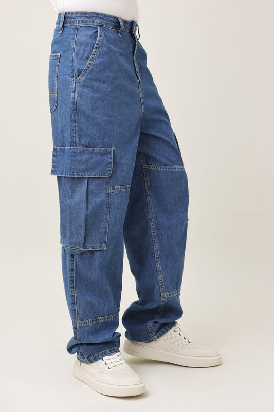 FUNCTION STACK CARGO JEANS-MID-BLUE