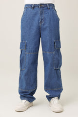 FUNCTION STACK CARGO JEANS-MID-BLUE