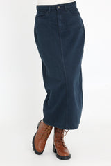 DENIM SKIRT-CHARCOAL