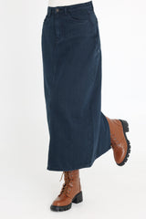 DENIM SKIRT-CHARCOAL