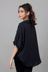 BUTTON-DOWN TOP-BLACK