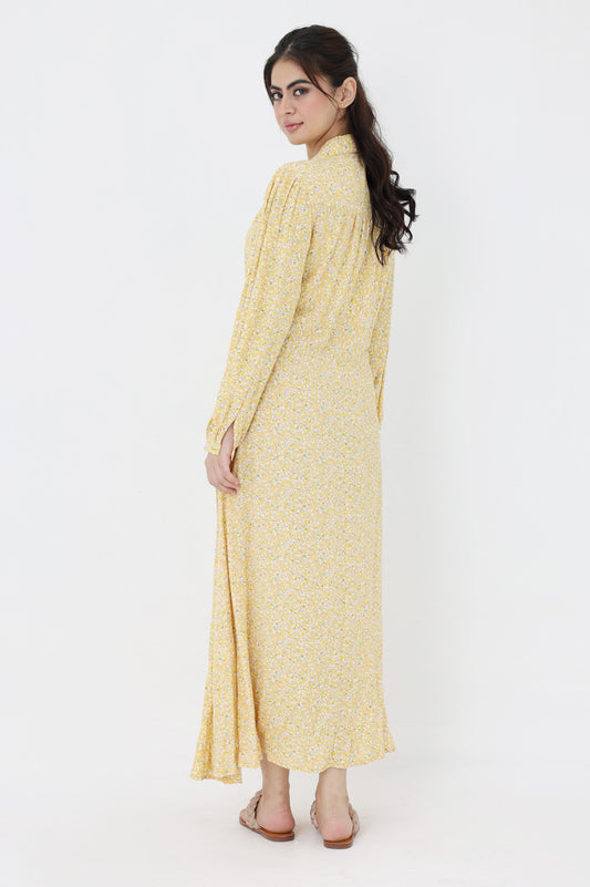 FLORAL FUSION DRESS-YELLOW