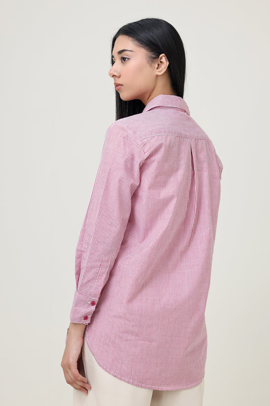 EVERYDAY PINSTRIPE SHIRT-RED