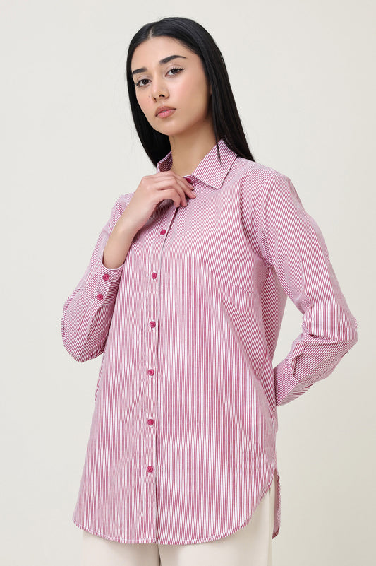 EVERYDAY PINSTRIPE SHIRT-RED