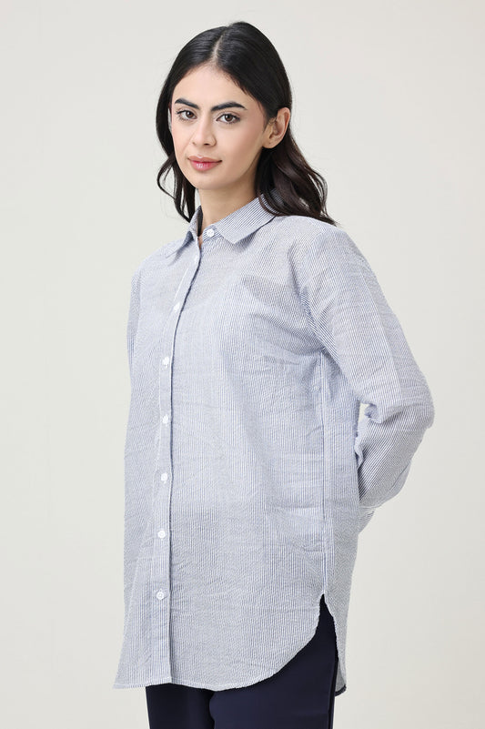 EVERYDAY PINSTRIPE SHIRT-BLUE