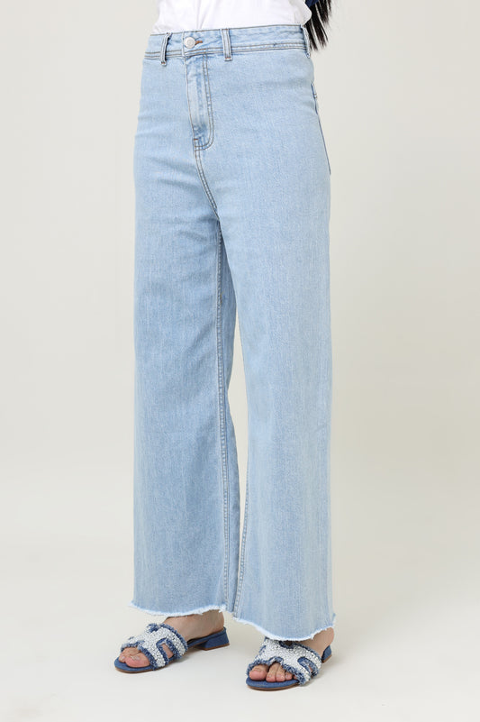 RAW EDGE WIDE JEANS-SKY