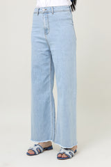 RAW EDGE WIDE JEANS-SKY