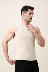 PURE FORM MUSCLE TEE-BEIGE