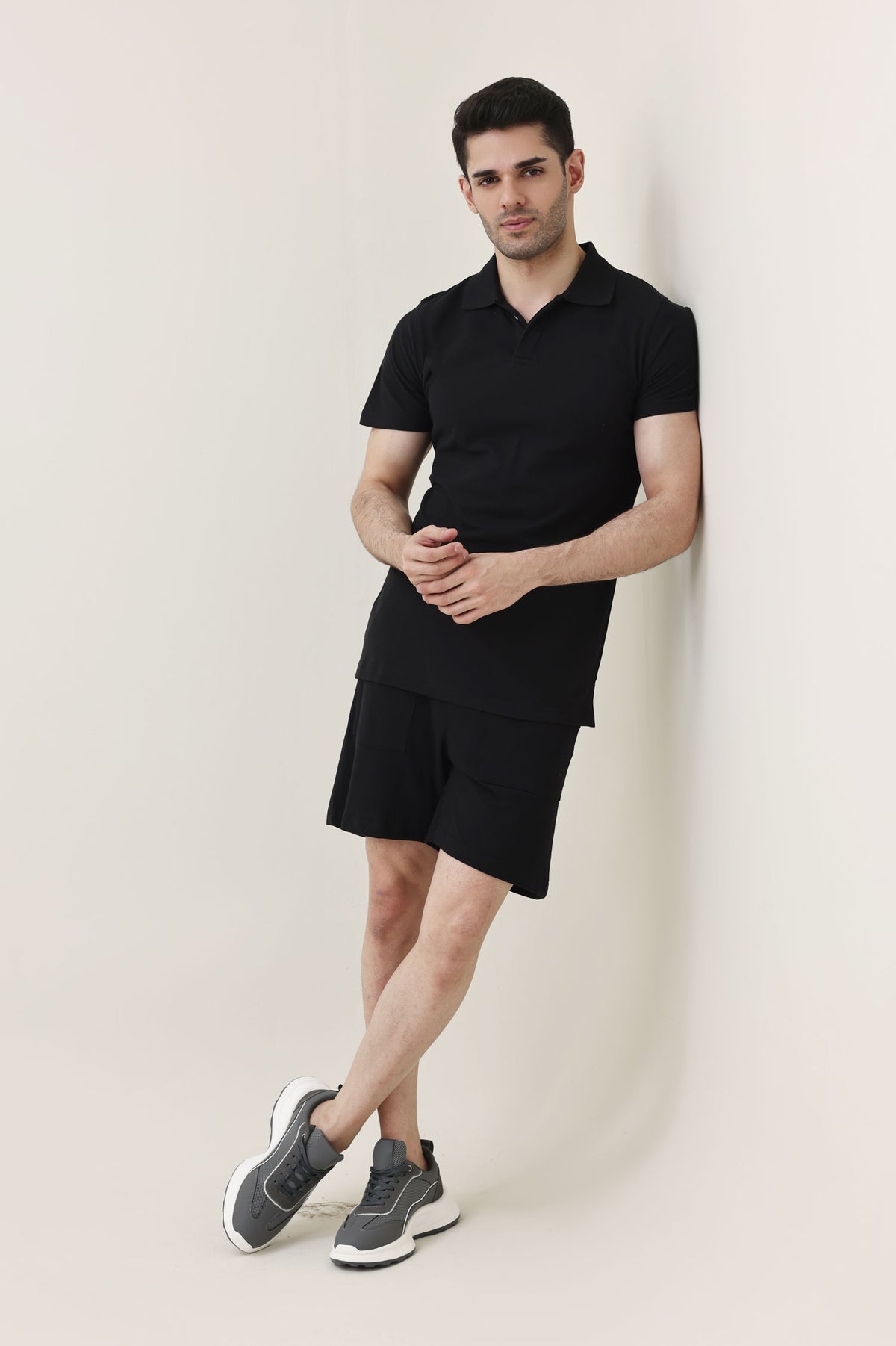 OFFTRACK BASIC POLO SHORTS-BLACK