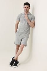 LOUNGE POLO SHORTS-LT/GREY