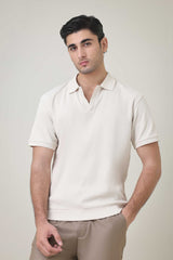 RIB COLLAR KNIT POLO-KHAKI