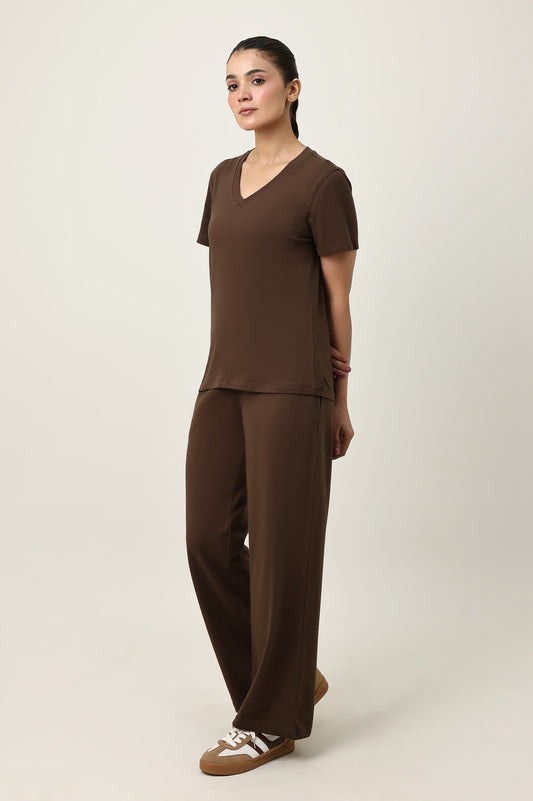 SOFT TOUCH V-NECK EVERYDAY TOP-COFFEE