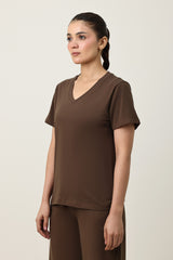 SOFT TOUCH V-NECK EVERYDAY TOP-COFFEE