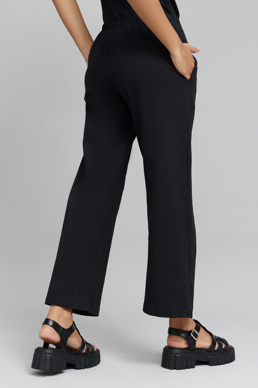HIGH-STRETCH RELAXED FITNESS TROUSERS-BLACK