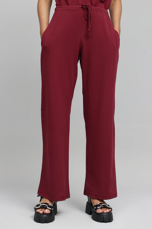 HIGH-STRETCH RELAXED FITNESS TROUSERS-MAROON