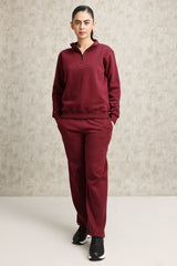 HIGH NECK CASUAL LOUNGE CO-ORD-CHERRY