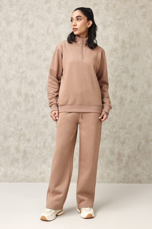 HIGH NECK CASUAL LOUNGE CO-ORD-MOCCA