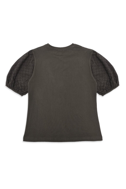LACE WHISPER TOP-OLIVE