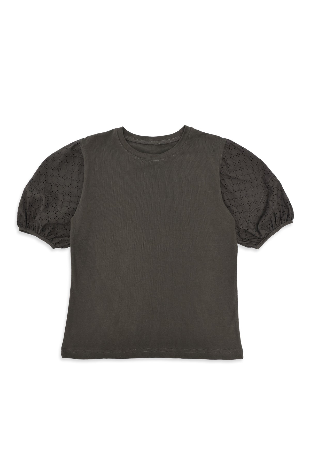 LACE WHISPER TOP-OLIVE