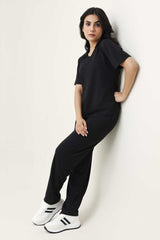 POLO LOUNGE CO-ORD-BLACK