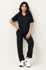 POLO LOUNGE CO-ORD-BLACK