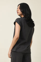 CALM EASE CASUAL TOP-CHARCOAL