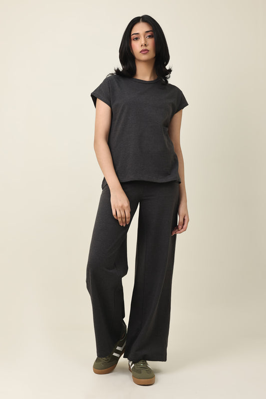 CALM EASE CASUAL TOP-CHARCOAL