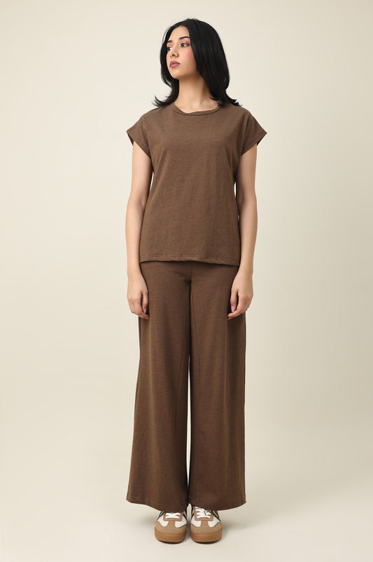 CALM EASE CASUAL TOP-CHOCOLATE